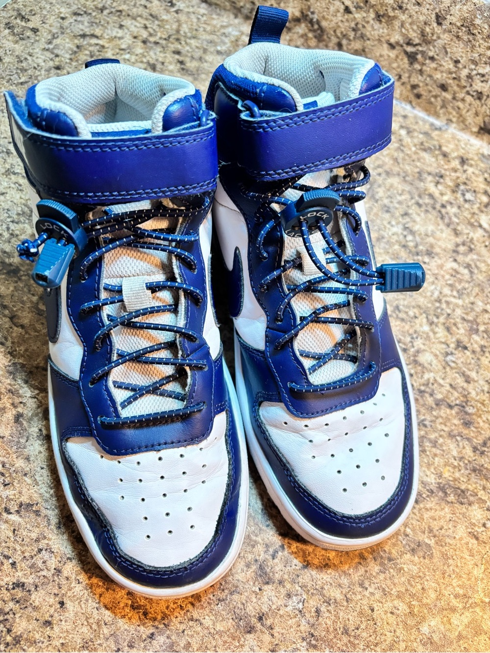 Nike Court Borough Mid 2 (GS) - White/Navy Blue (Size 5Y)